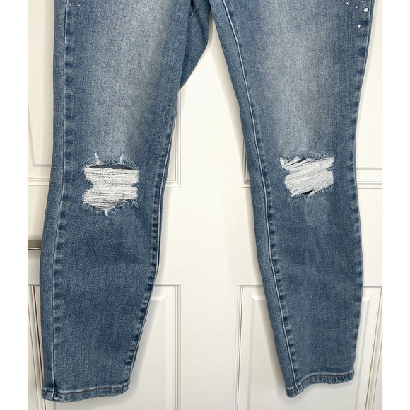 Judy Blue Jeans Women 3/26 Slim Fit Denim Rhinestone Sparkle Distressed Stretch - Picture 3 of 16